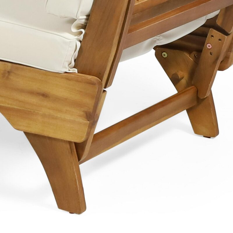 Noble House Serene Outdoor Acacia Wood Expandable Daybed in Teak/ Beige/Khaki - Image 5