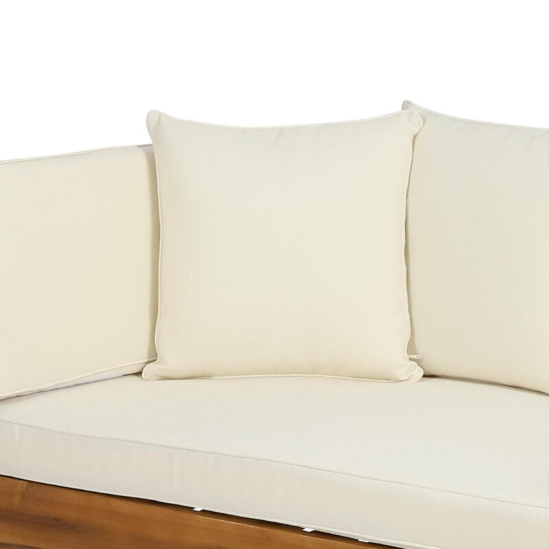Noble House Serene Outdoor Acacia Wood Expandable Daybed in Teak/ Beige/Khaki - Image 4