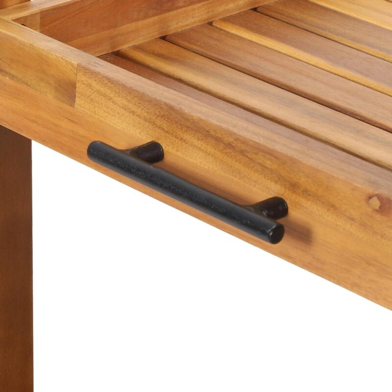 Noble House Teak and Black Acacia, Wood and Iron Outdoor Kitchen Serving and Storage Cart - Image 5