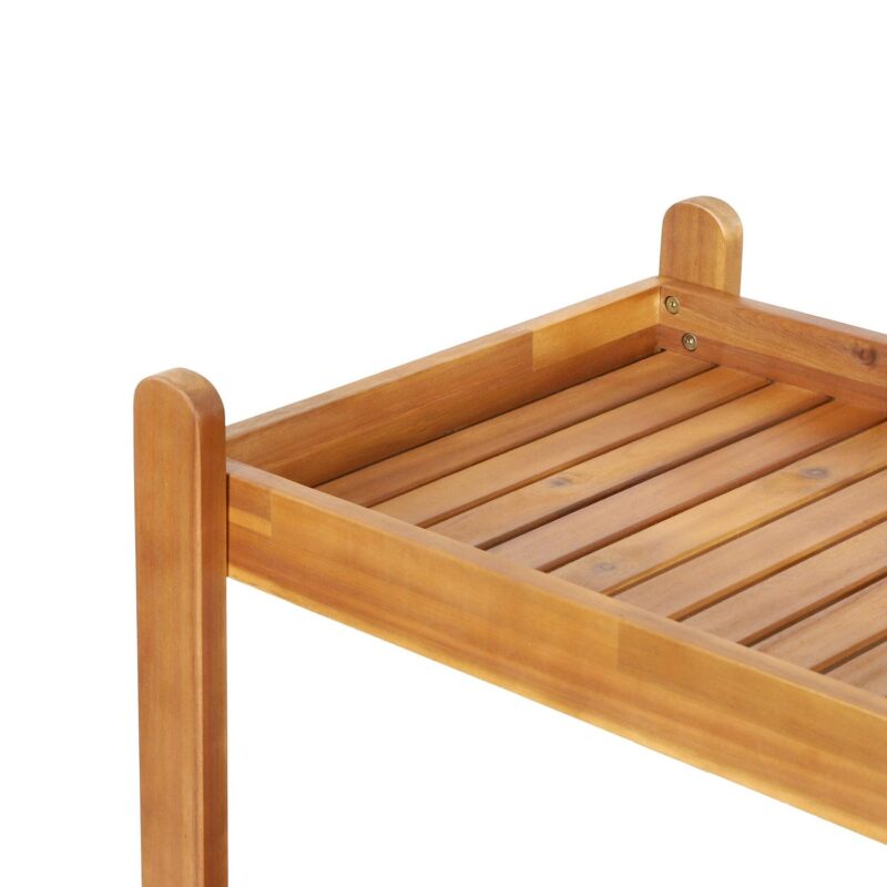 Noble House Teak and Black Acacia, Wood and Iron Outdoor Kitchen Serving and Storage Cart - Image 3