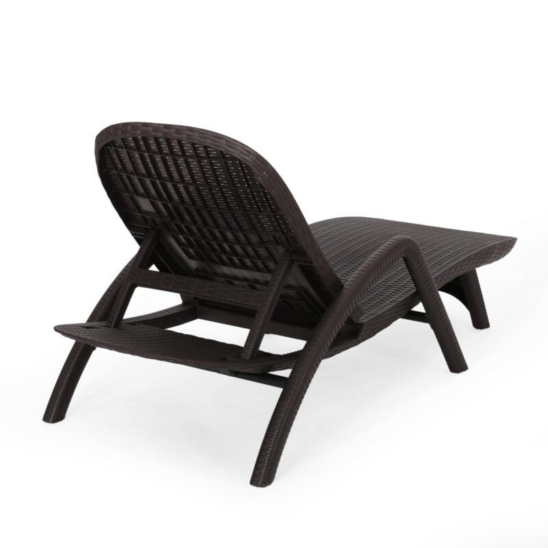 Noble House Waverly Outdoor Faux Wicker Chaise Lounges (Set of 2) Dark Brown - Image 4