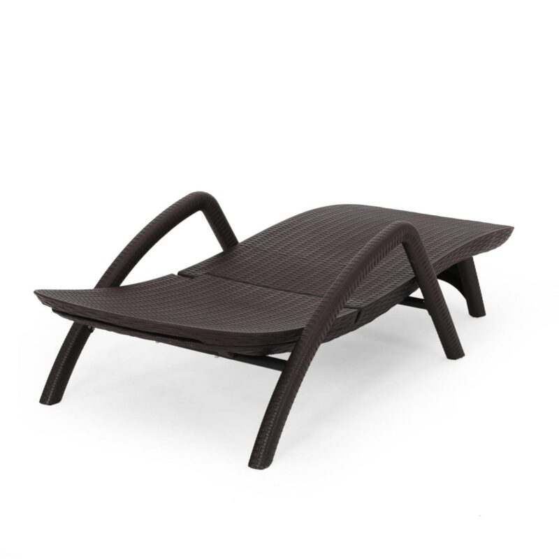 Noble House Waverly Outdoor Faux Wicker Chaise Lounges (Set of 2) Dark Brown - Image 3