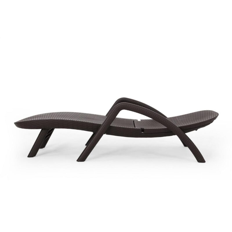 Noble House Waverly Outdoor Faux Wicker Chaise Lounges (Set of 2) Dark Brown - Image 5