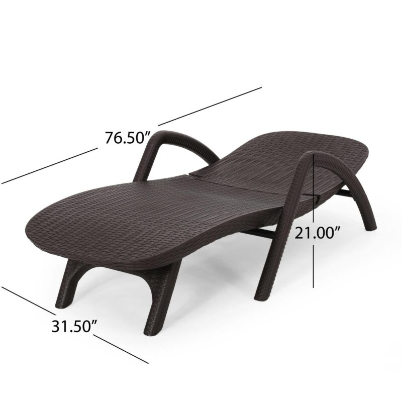 Noble House Waverly Outdoor Faux Wicker Chaise Lounges (Set of 2) Dark Brown - Image 8