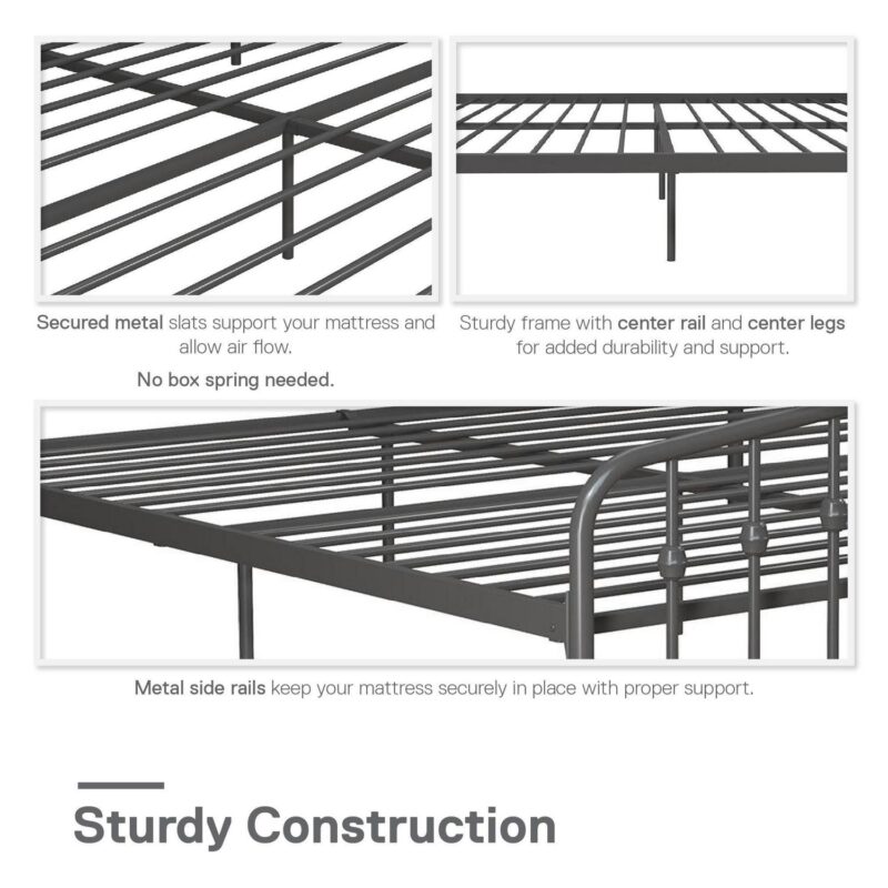 Novogratz Bushwick Metal Bed, King, Gunmetal Gray - Image 9