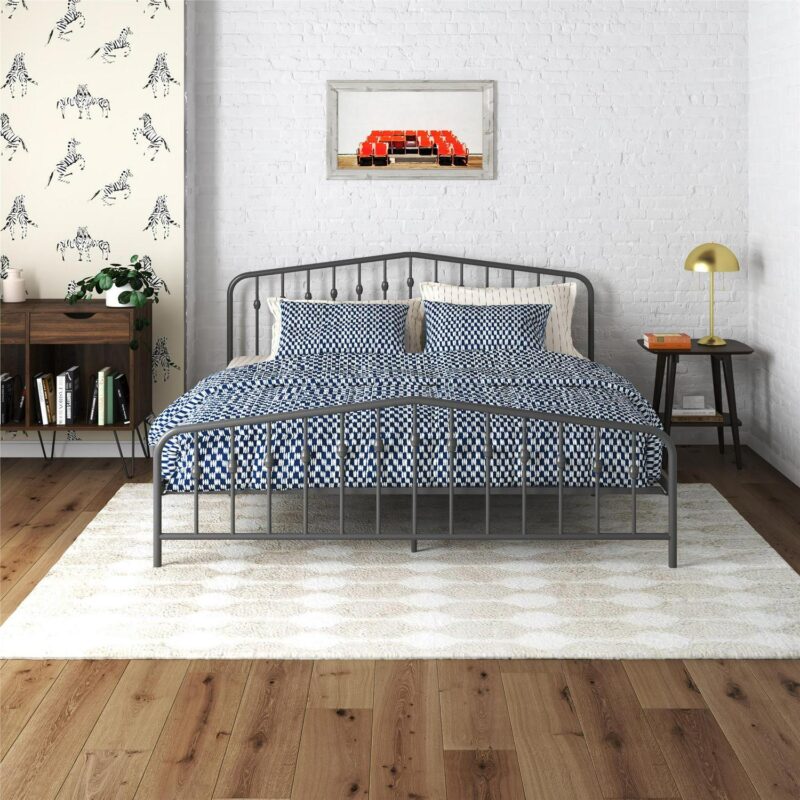 Novogratz Bushwick Metal Bed, King, Gunmetal Gray - Image 3