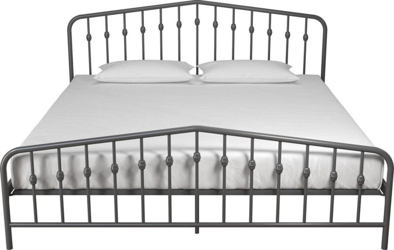 Novogratz Bushwick Metal Bed, King, Gunmetal Gray
