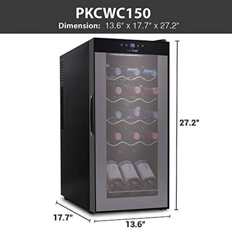 NutriChef PKCWC150 - Wine Chilling Refrigerator Cellar - Touch Button Control with Air Tight Seal, Contains Placement for Standing Bottles (15 Bottle Storage Capacity) - Image 8