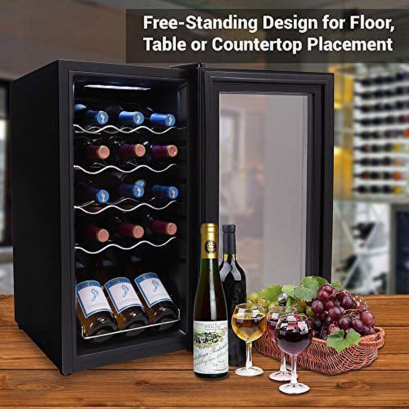 NutriChef PKCWC150 - Wine Chilling Refrigerator Cellar - Touch Button Control with Air Tight Seal, Contains Placement for Standing Bottles (15 Bottle Storage Capacity) - Image 7