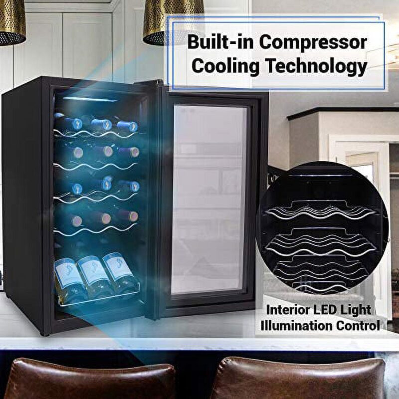NutriChef PKCWC150 - Wine Chilling Refrigerator Cellar - Touch Button Control with Air Tight Seal, Contains Placement for Standing Bottles (15 Bottle Storage Capacity) - Image 3