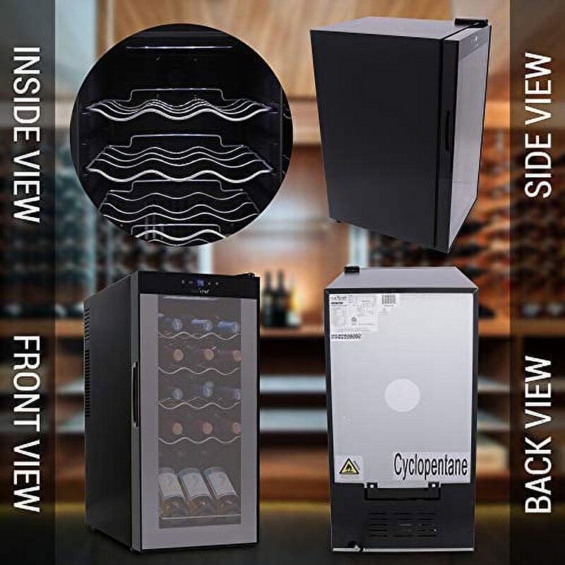 NutriChef PKCWC150 - Wine Chilling Refrigerator Cellar - Touch Button Control with Air Tight Seal, Contains Placement for Standing Bottles (15 Bottle Storage Capacity) - Image 9
