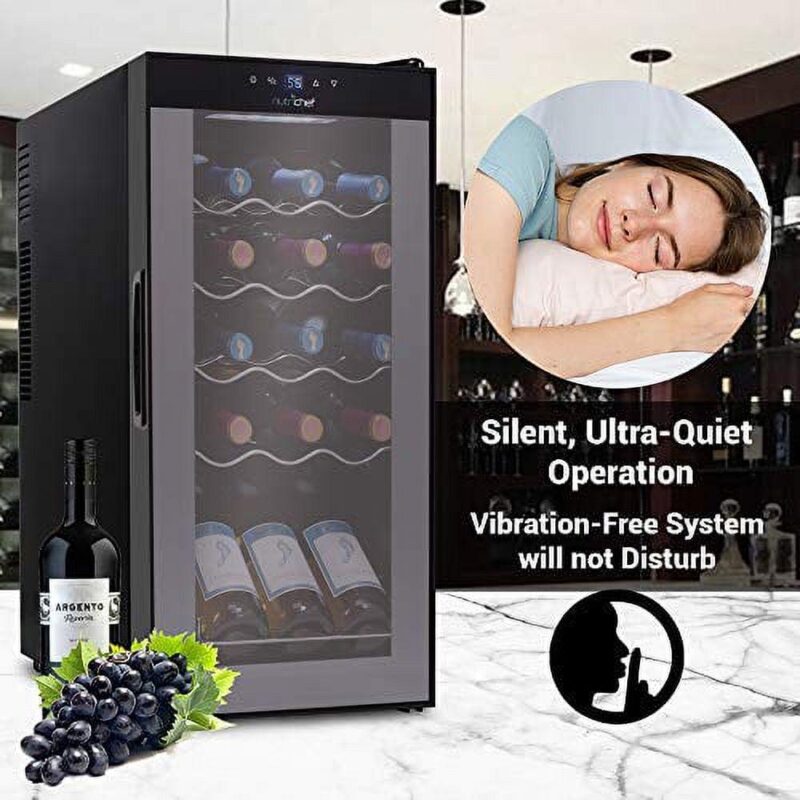 NutriChef PKCWC150 - Wine Chilling Refrigerator Cellar - Touch Button Control with Air Tight Seal, Contains Placement for Standing Bottles (15 Bottle Storage Capacity) - Image 6