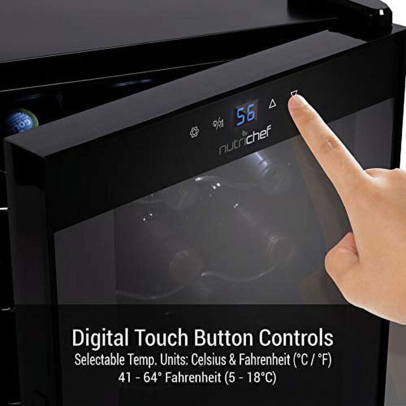 NutriChef PKCWC150 - Wine Chilling Refrigerator Cellar - Touch Button Control with Air Tight Seal, Contains Placement for Standing Bottles (15 Bottle Storage Capacity) - Image 2