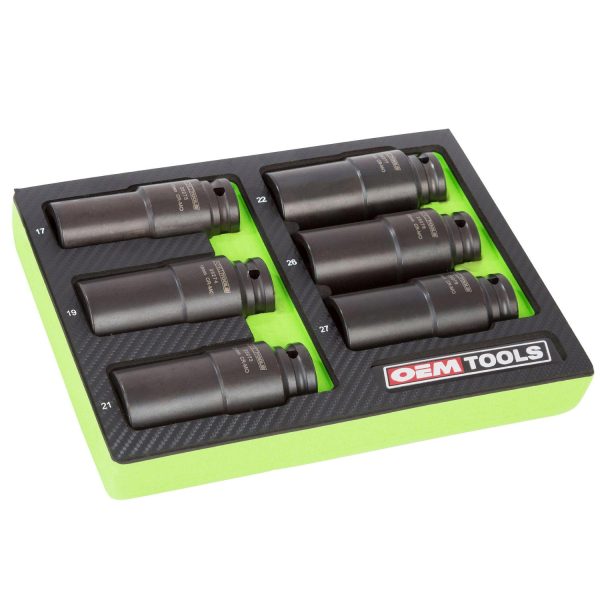 OEMTOOLS 25276 6 Pack Crank Bolt Socket Set, Metric Deep Socket Set, Crank Bolt Removal Tool, 6pt Socket Set, Impact Socket Set 1/2 Drive