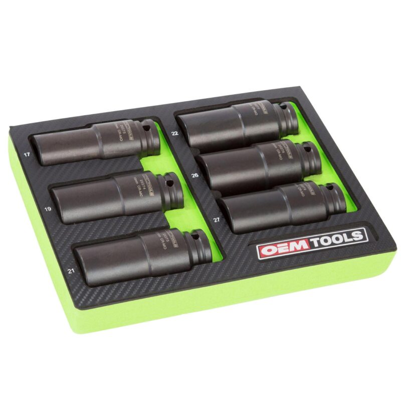 OEMTOOLS 25276 6 Pack Crank Bolt Socket Set, Metric Deep Socket Set, Crank Bolt Removal Tool, 6pt Socket Set, Impact Socket Set 1/2 Drive
