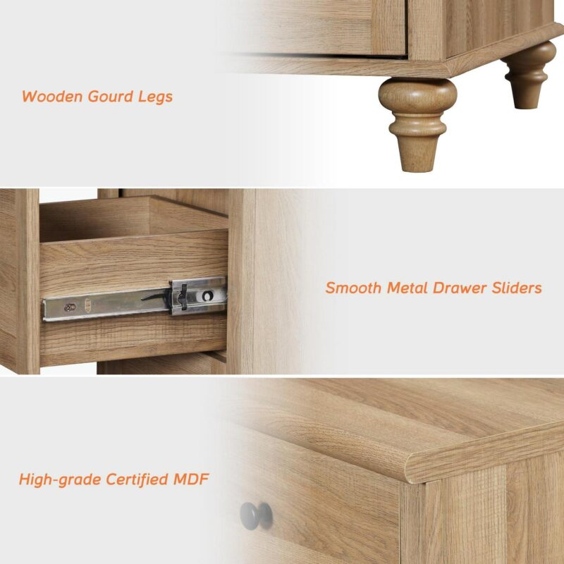 Oak 8 Drawer Dresser for Bedroom, Wooden Chest of Drawers for Living Room - Image 6