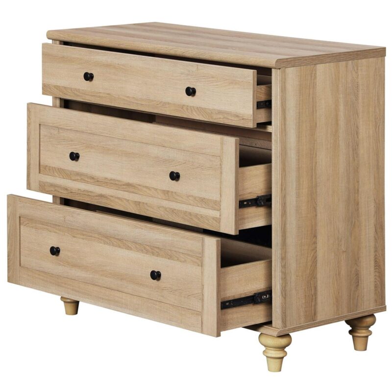 Oak Bedroom Dresser with 3 Drawers, Mid Century Modern Wooden Closet Storage Organizer, Small Dressers Suitable for Living Room, Nursery, and Hallway - Image 3