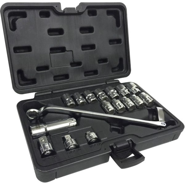 Omega Pro 83030 17-Piece 1/2  Drive Flexible Ratchet with Go-Through Sockets, 1/4  and 3/8  Adapters, MM