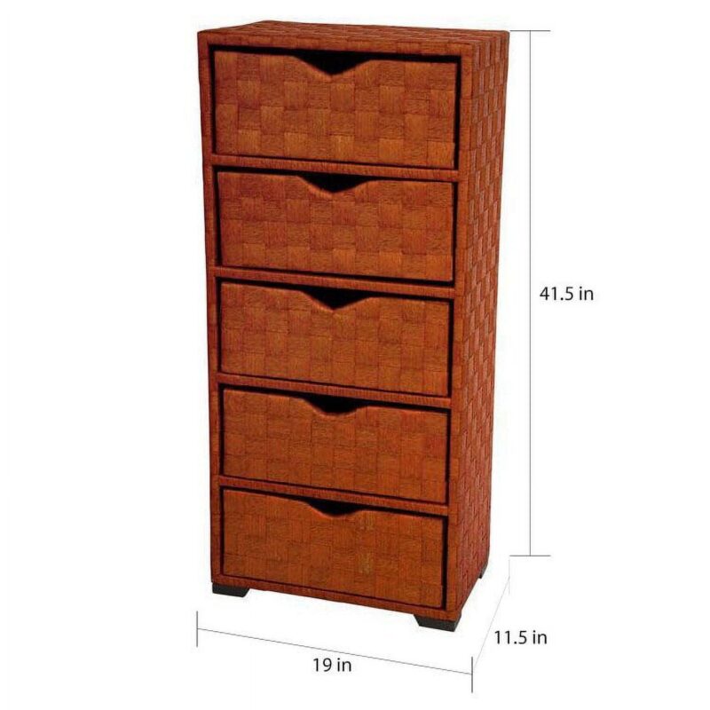 Oriental Furniture Natural Fiber Chest of Drawers, 5 Drawer - Image 4