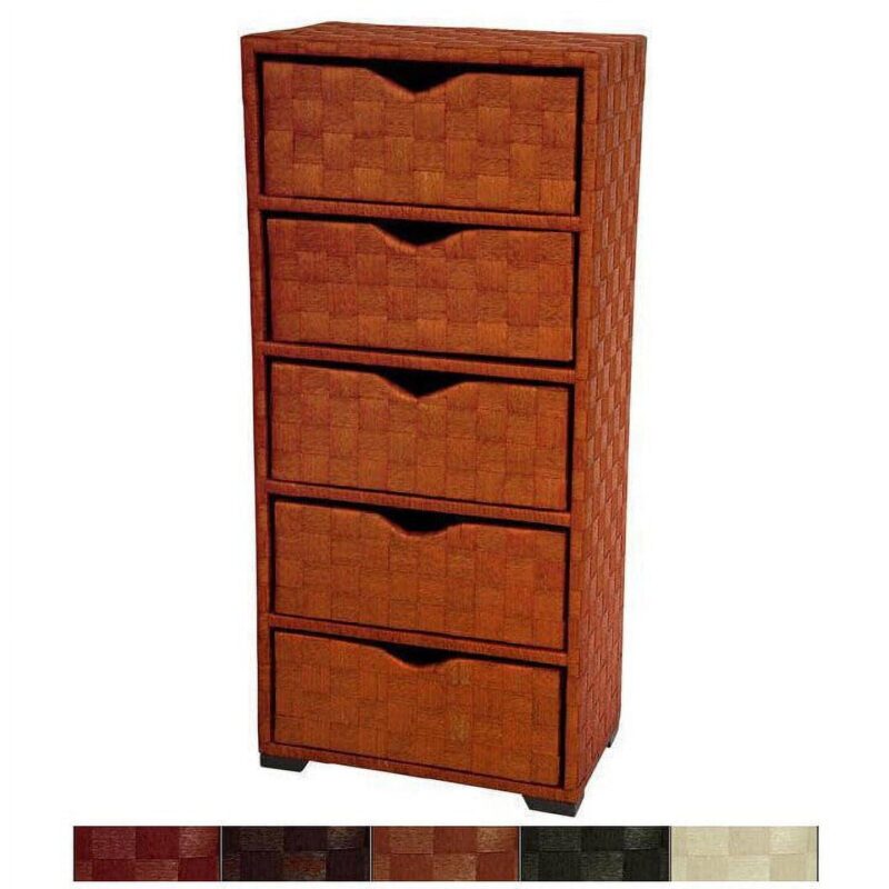 Oriental Furniture Natural Fiber Chest of Drawers, 5 Drawer - Image 3