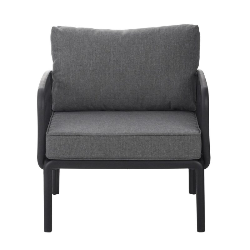 Orion Modern Outdoor Patio Club Chair with Cushions, Black+Dark Gray - Image 11
