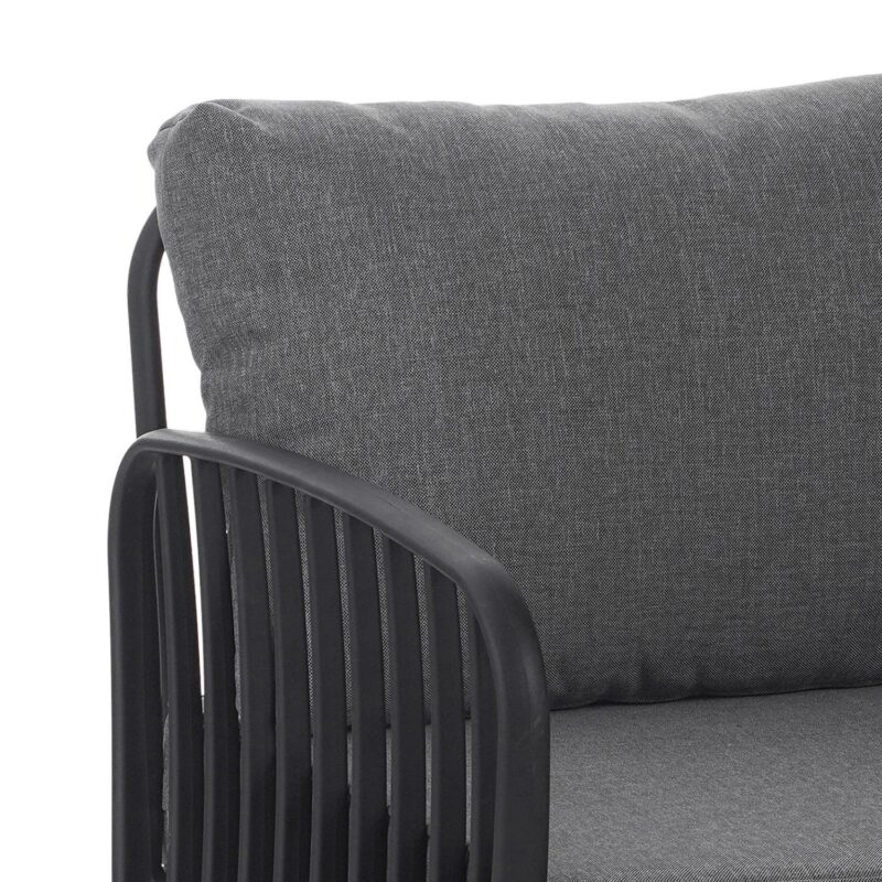 Orion Modern Outdoor Patio Club Chair with Cushions, Black+Dark Gray - Image 6
