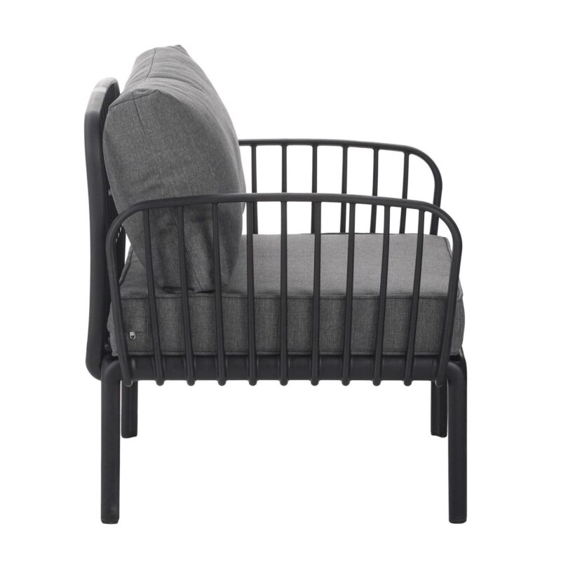 Orion Modern Outdoor Patio Club Chair with Cushions, Black+Dark Gray - Image 9