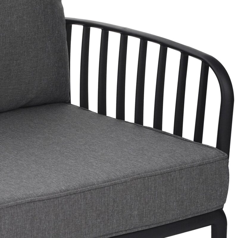 Orion Modern Outdoor Patio Club Chair with Cushions, Black+Dark Gray - Image 8
