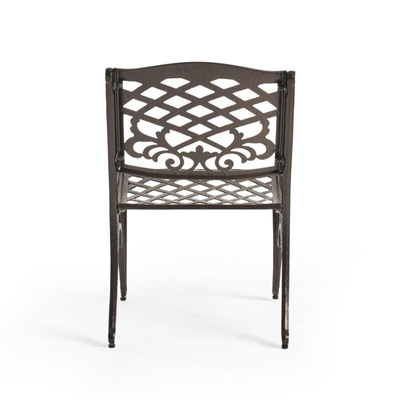 Outdoor 5 Piece Cast Aluminum Outdoor Dining Set, Bronze - Image 4