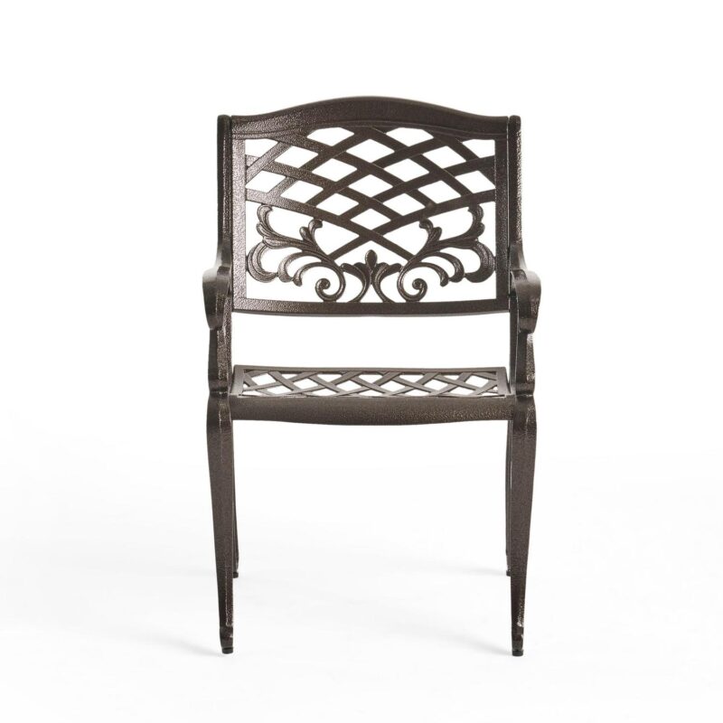 Outdoor 5 Piece Cast Aluminum Outdoor Dining Set, Bronze - Image 5