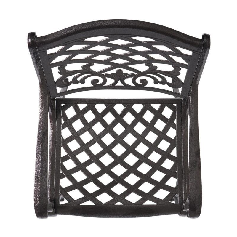 Outdoor 5 Piece Cast Aluminum Outdoor Dining Set, Bronze - Image 3