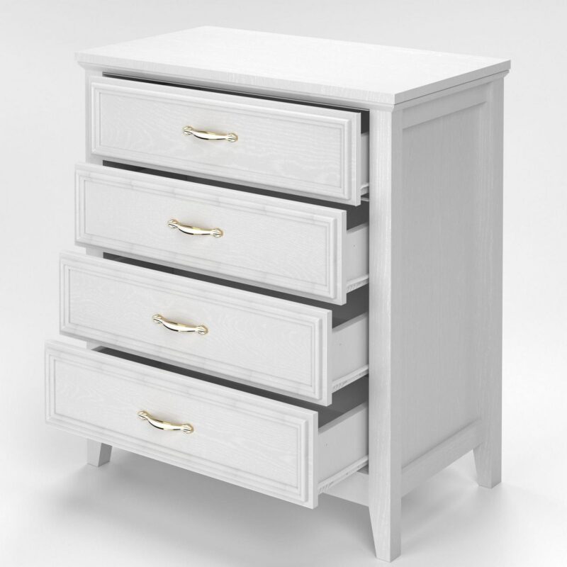 PORKISS 4 Drawer Dresser, Wood Chest of Drawers for Bedroom with Sturdy Frame, Modern Storage Cabinet with Metal Handle for Adults, Entryway, Hallway, White - Image 10