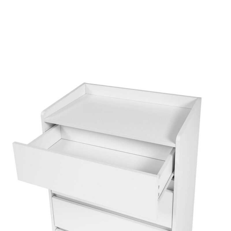 PORKISS 4 Drawer Dresser, Wood Chest of Drawers with Sturdy Frame, Modern Storage Drawer Cabinet Without Handle for Bedroom, Entryway, Bedroom, Hallway, White - Image 4