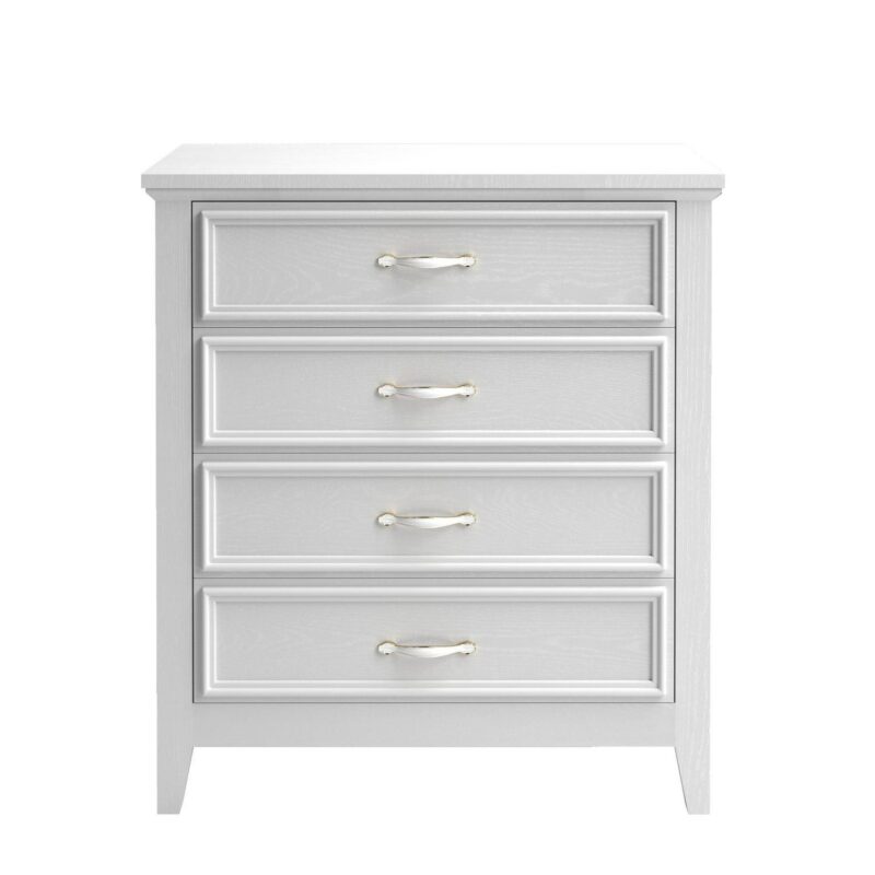 PORKISS 4 Drawer Dresser, Wood Chest of Drawers for Bedroom with Sturdy Frame, Modern Storage Cabinet with Metal Handle for Adults, Entryway, Hallway, White - Image 11
