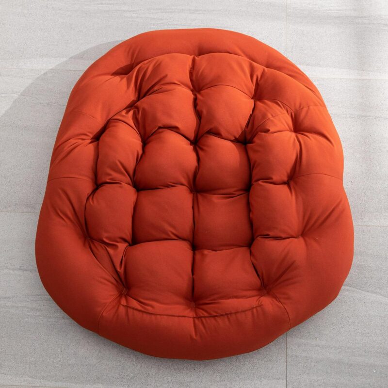 PORKISS Papasan Rocking Chair Indoor and Outdoor, Patio Rocker Recliner Chair with Padded Cushion, Modern Lounge Egg Chair with Steel, Rattan Frame, Orange - Image 9