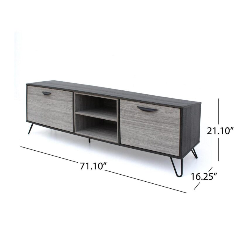 PORKISS TV Stand for TVs up to 79 , Entertainment Center, TV Console Cabinet with Shelves, Grey - Image 3