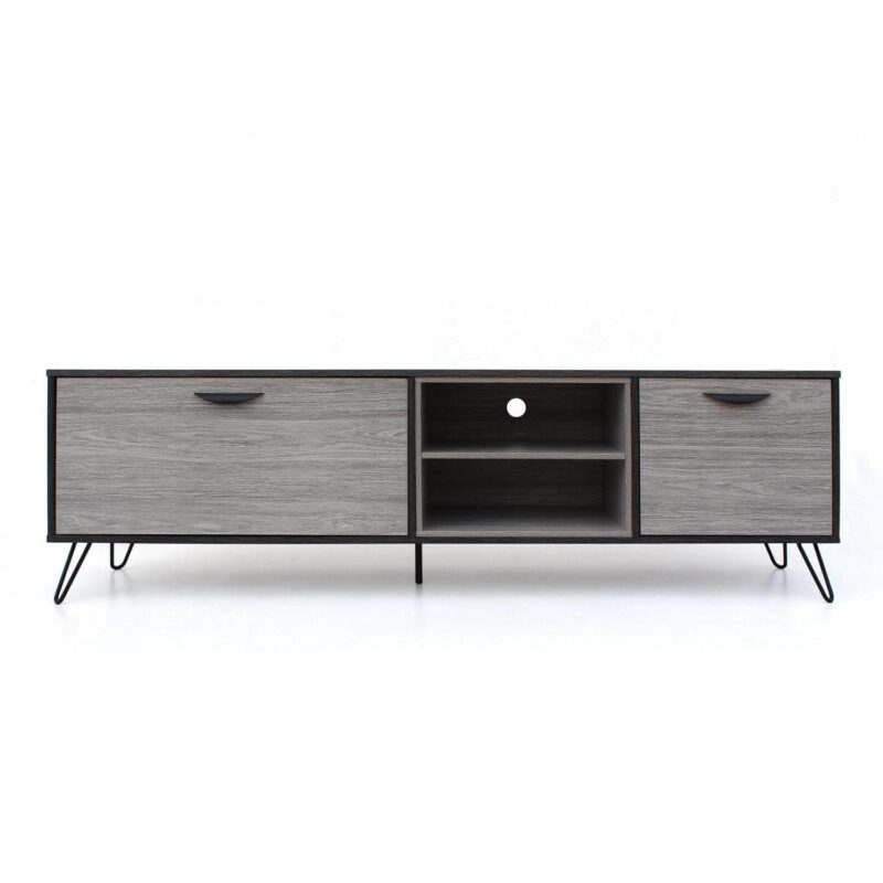 PORKISS TV Stand for TVs up to 79 , Entertainment Center, TV Console Cabinet with Shelves, Grey - Image 11