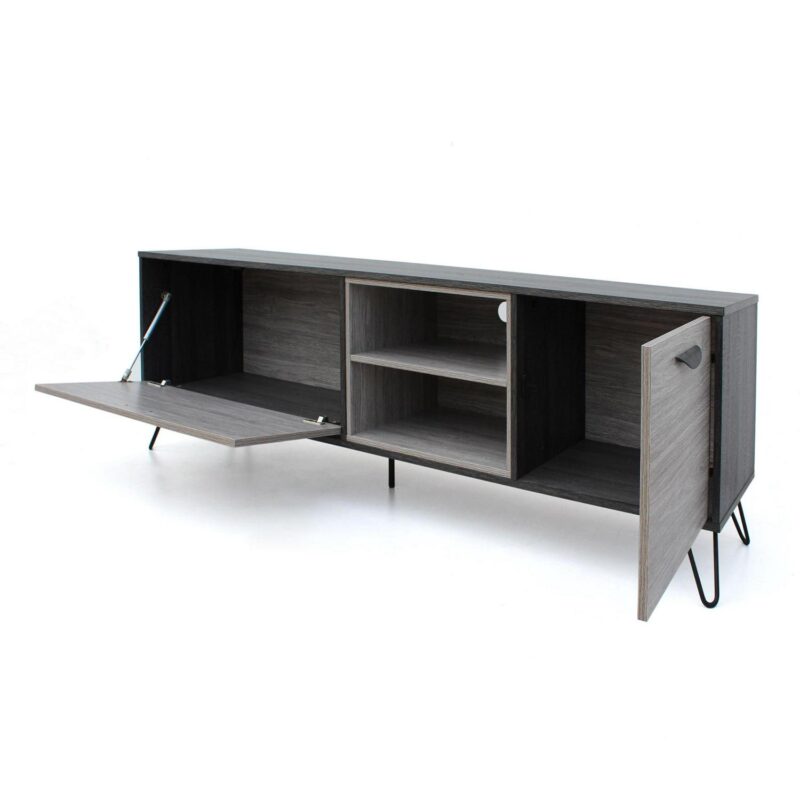 PORKISS TV Stand for TVs up to 79 , Entertainment Center, TV Console Cabinet with Shelves, Grey - Image 4