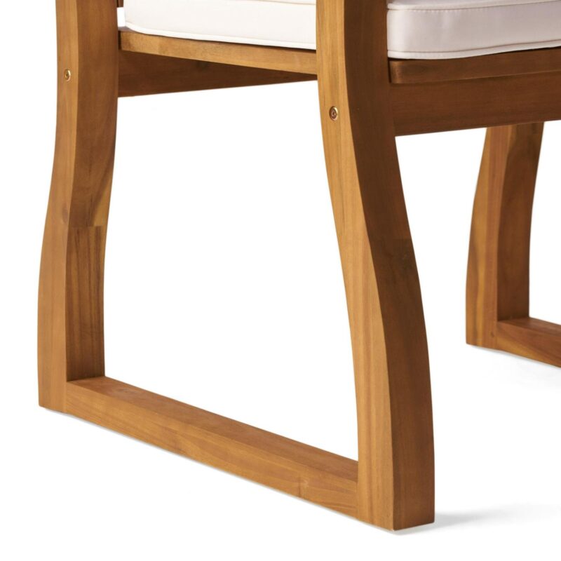 Pearl Outdoor Acacia Wood Dining Chairs, Set of 2, Teak Finish - Image 7