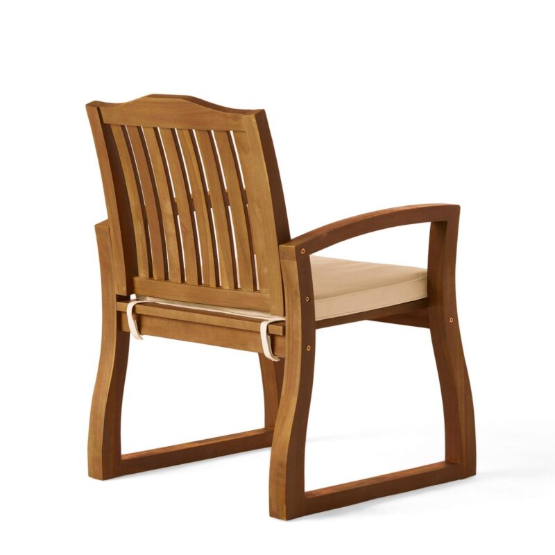 Pearl Outdoor Acacia Wood Dining Chairs, Set of 2, Teak Finish - Image 11