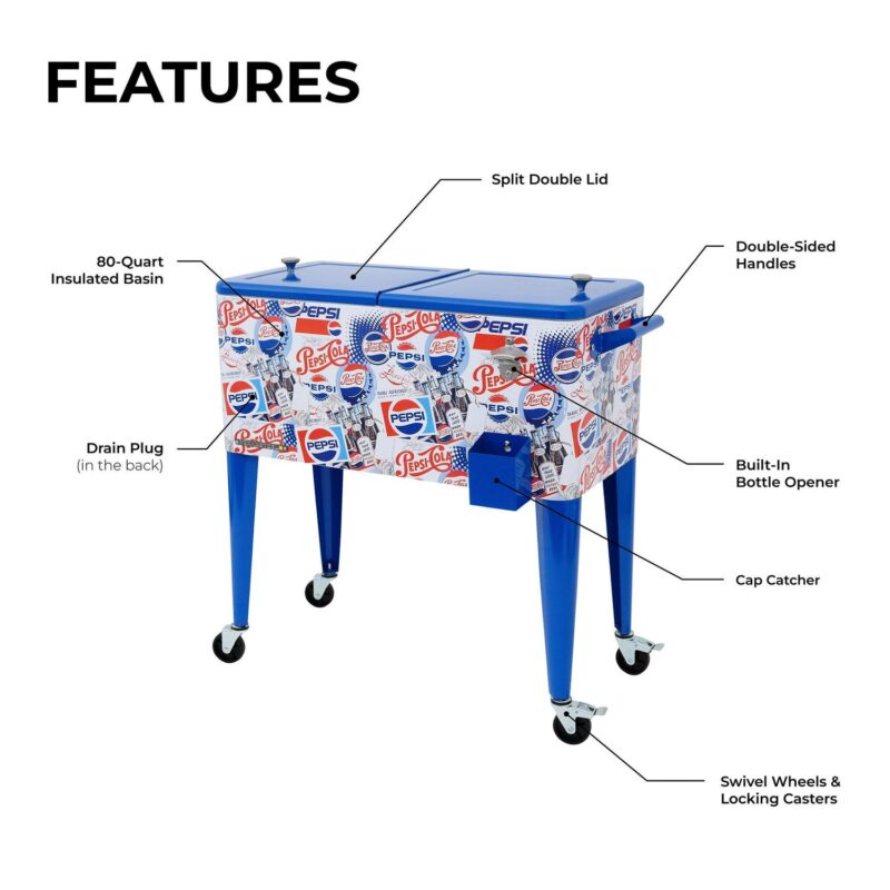 Pepsi 80-Quart Patio Cooler - Heritage Edition - Image 6