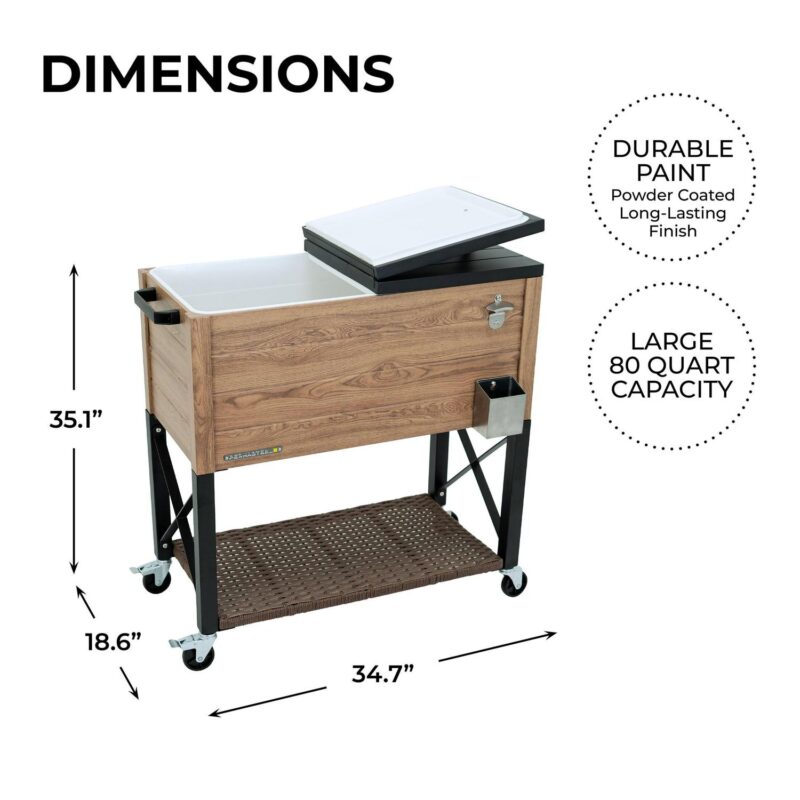 Permasteel 80-Qt Oak Wood Style Patio Cooler with Wicker Bottom - Image 6