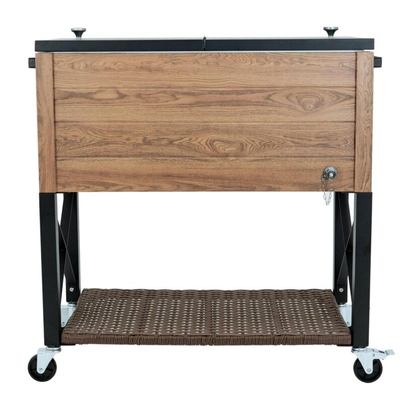 Permasteel 80-Qt Oak Wood Style Patio Cooler with Wicker Bottom - Image 17