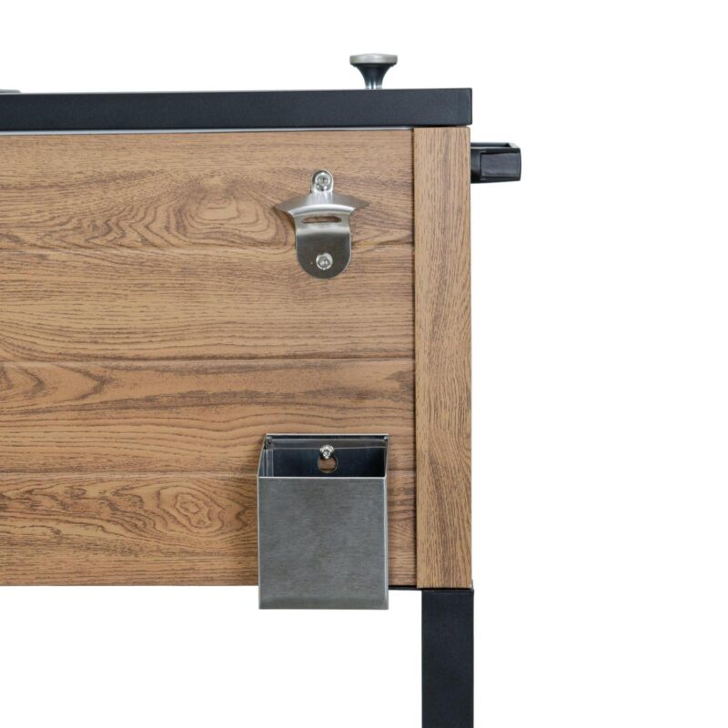 Permasteel 80-Qt Oak Wood Style Patio Cooler with Wicker Bottom - Image 8