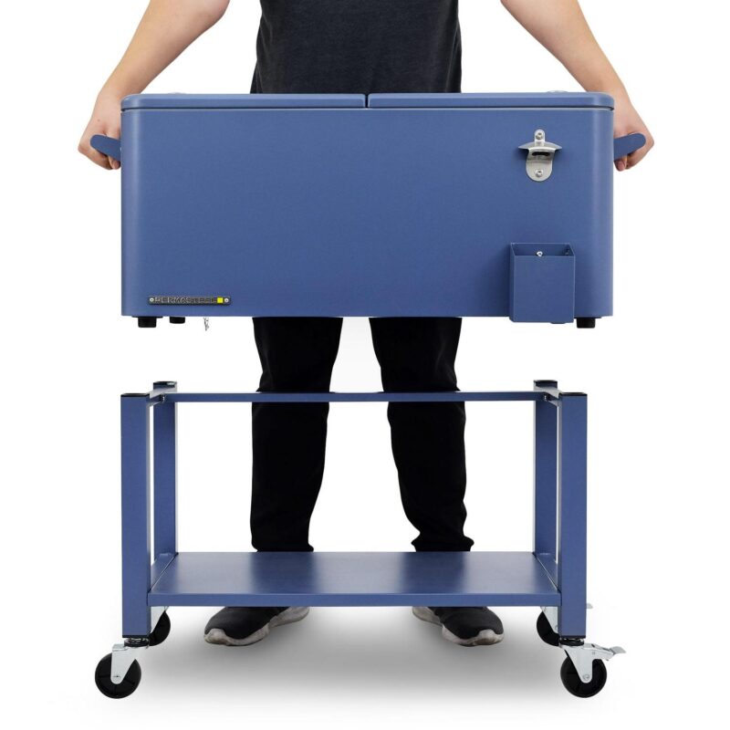 Permasteel 80-Qt Rolling Outdoor Cooler with Removable Basin, PS-223-AZ, Azure Blue - Image 5