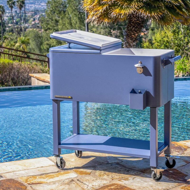 Permasteel 80-Qt Rolling Outdoor Cooler with Removable Basin, PS-223-AZ, Azure Blue - Image 9