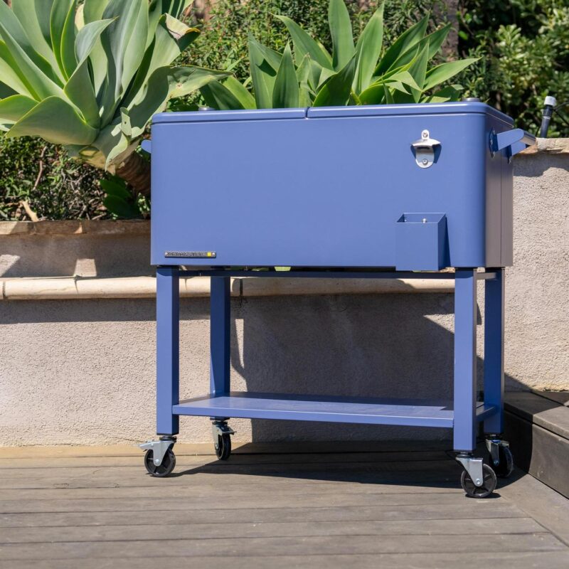 Permasteel 80-Qt Rolling Outdoor Cooler with Removable Basin, PS-223-AZ, Azure Blue