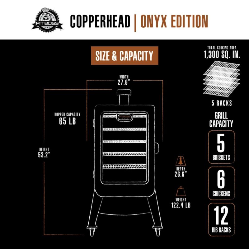 Pit Boss Copperhead 1300 Sq in Vertical Wood Pellet Smoker - Onyx Edition - Image 11