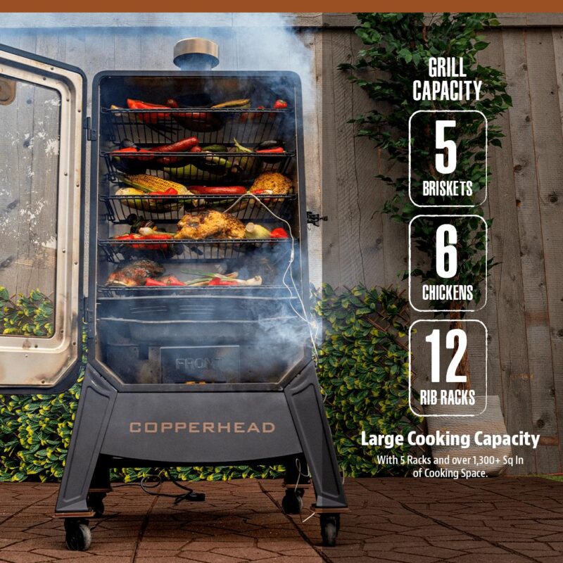 Pit Boss Copperhead 1300 Sq in Vertical Wood Pellet Smoker - Onyx Edition - Image 4