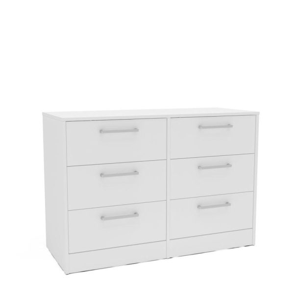 Polifurniture Juliette 6 Drawer Modern Double Dresser, White